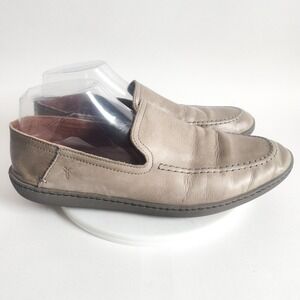 Frye Loafers Mens Size 8 Shoes Taupe Leather Slip On Moc Toe Driving Nuetral